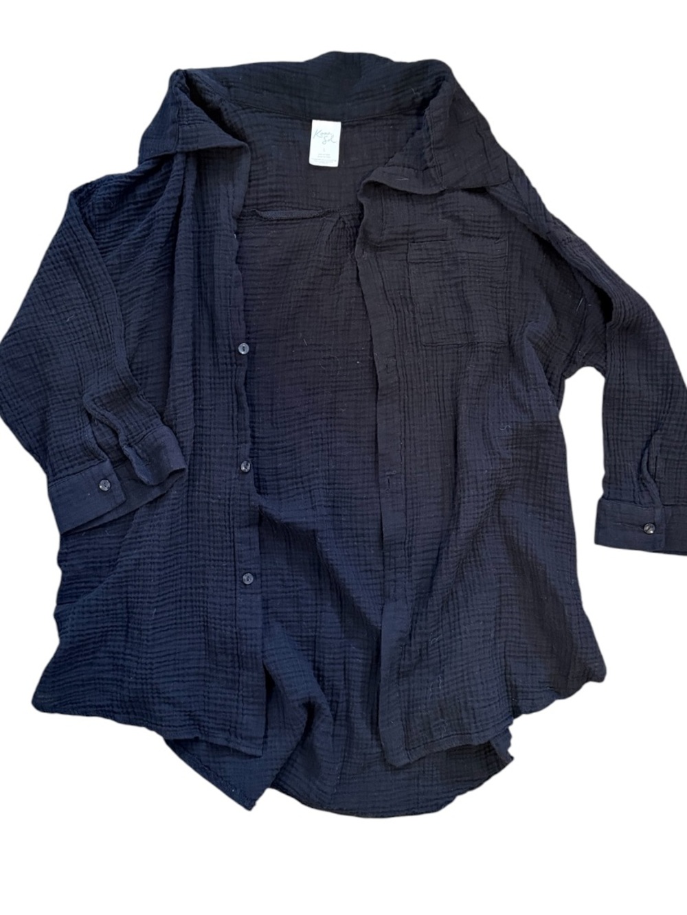 Kona Sol Black Gauze Button Up Swimcover